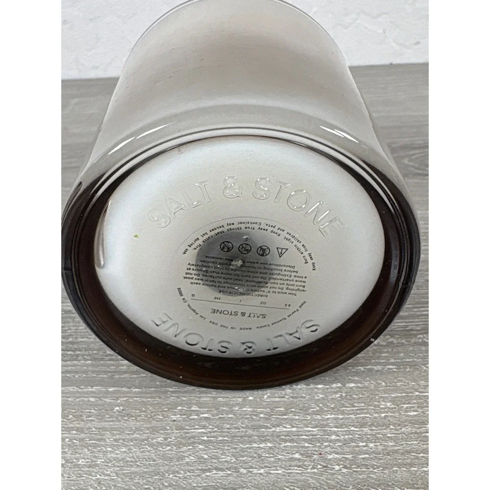 Salt & Stone Santal & Vetiver Scented Candle 8.5 oz Smoky Glass Vessel